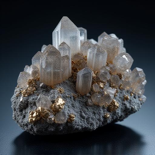 Close up of crystalline rare earth minerals with professional lighting